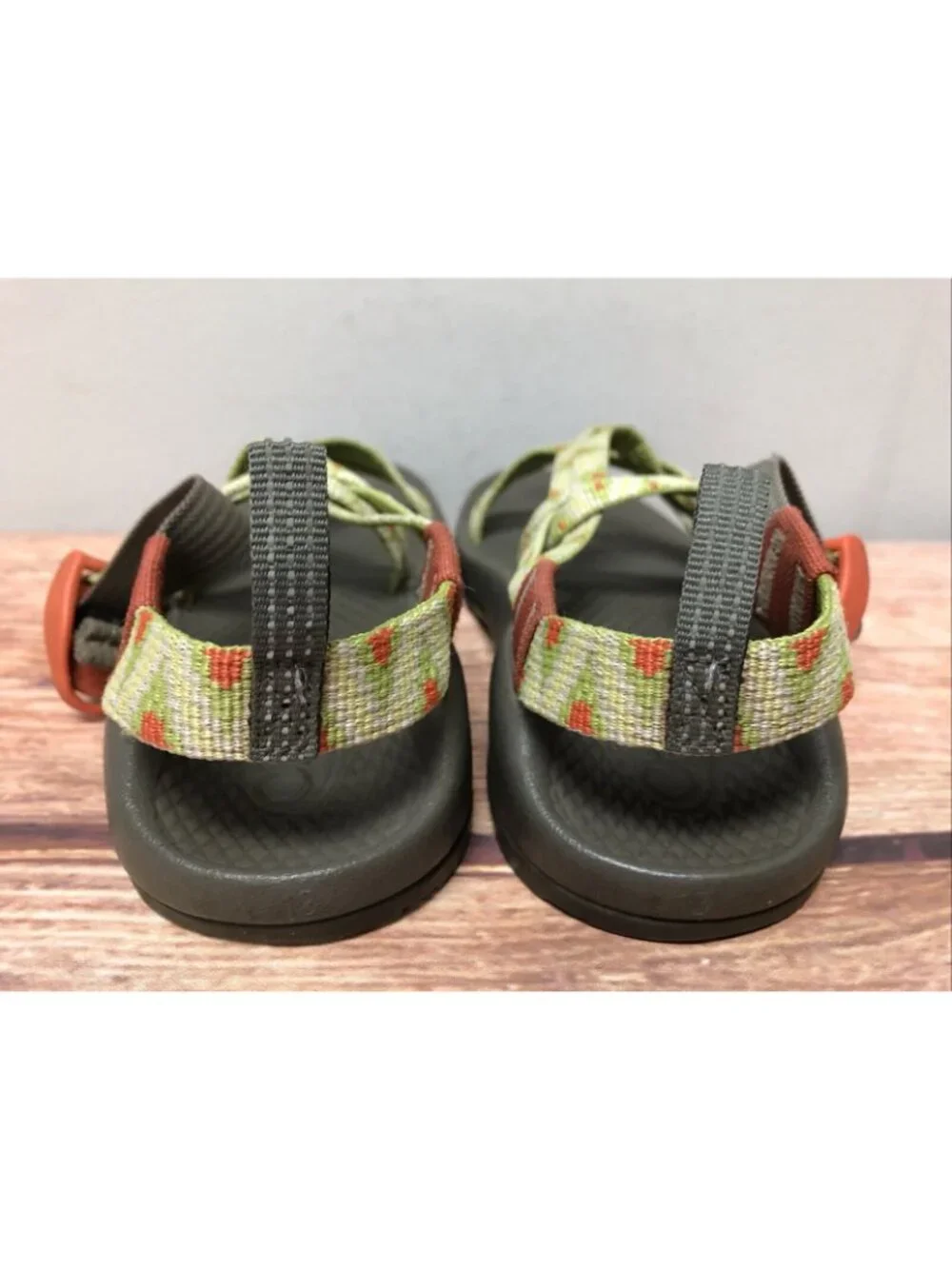 Chaco Kids Girls 13 ZX1 Ecotread Green/Orange Hiking Sport Sandals